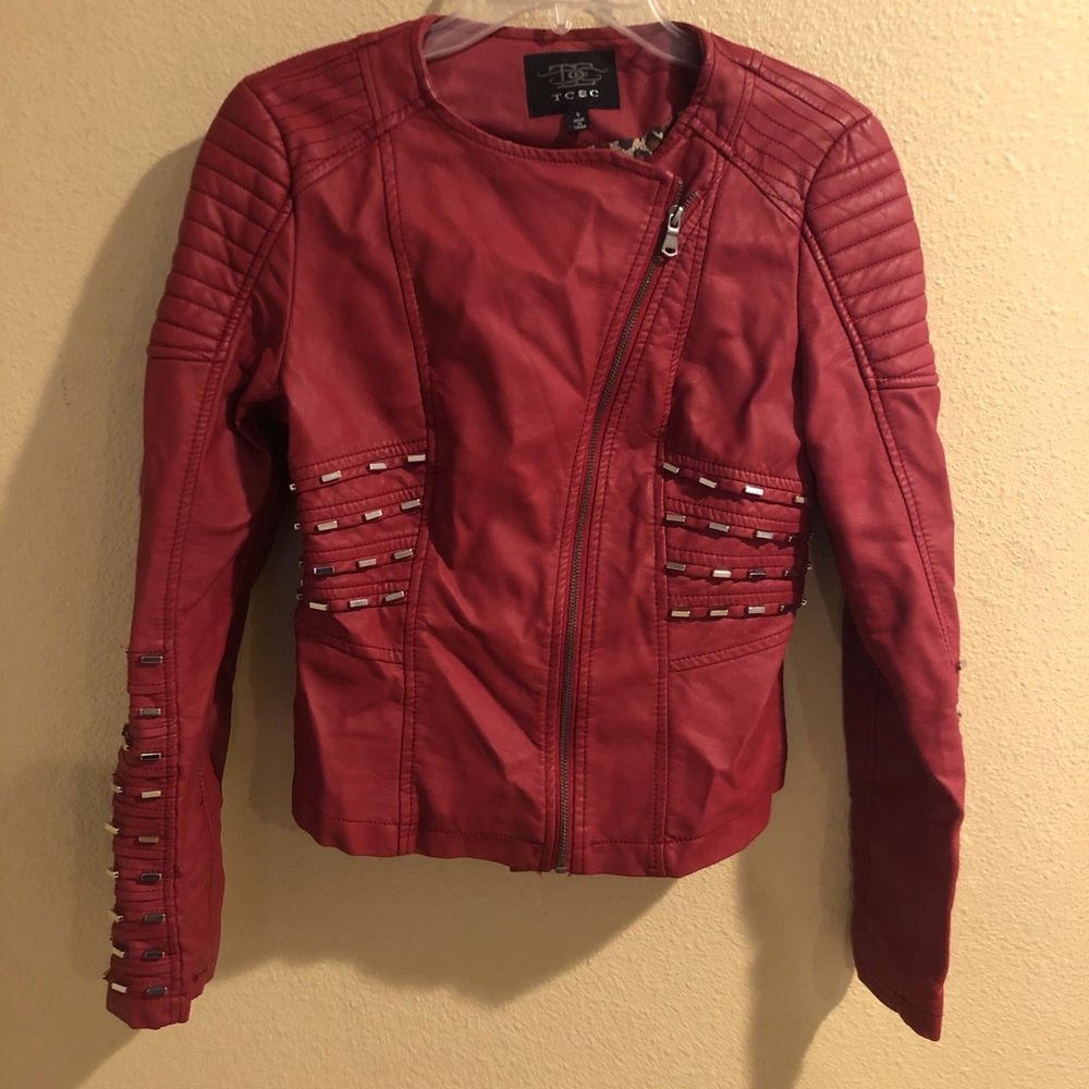 Red tcbc studded jacket